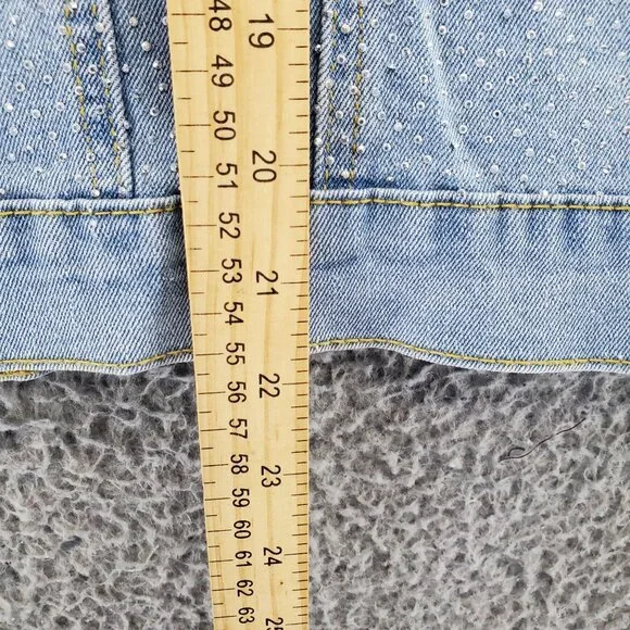 PHOEBE J. Jacket Womens XL Blue Rhinestone Button-Up Long Sleeve Denim *NWT* - Picture 6 of 10